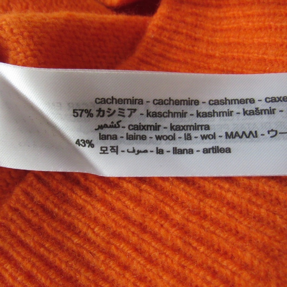 Zara Orange Cashmere Wool Sweater Small Crewneck Classic Colorful Preppy Knit - Picture 7 of 8